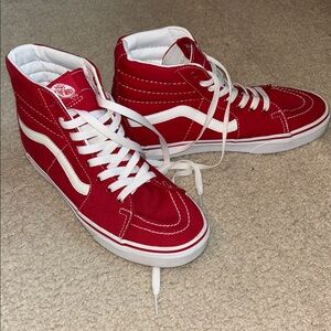 Vans Bold Red and White High-Tops